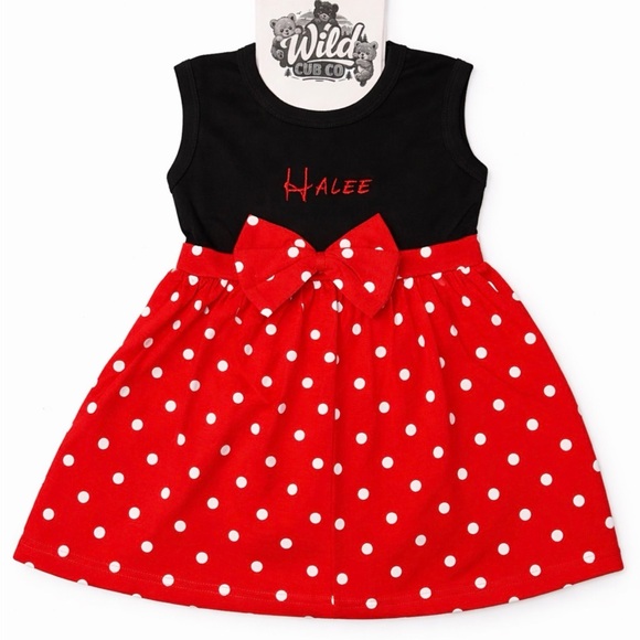 Other - Personalized Wild Cub Co Black & Red Polka Dot Bow Dress